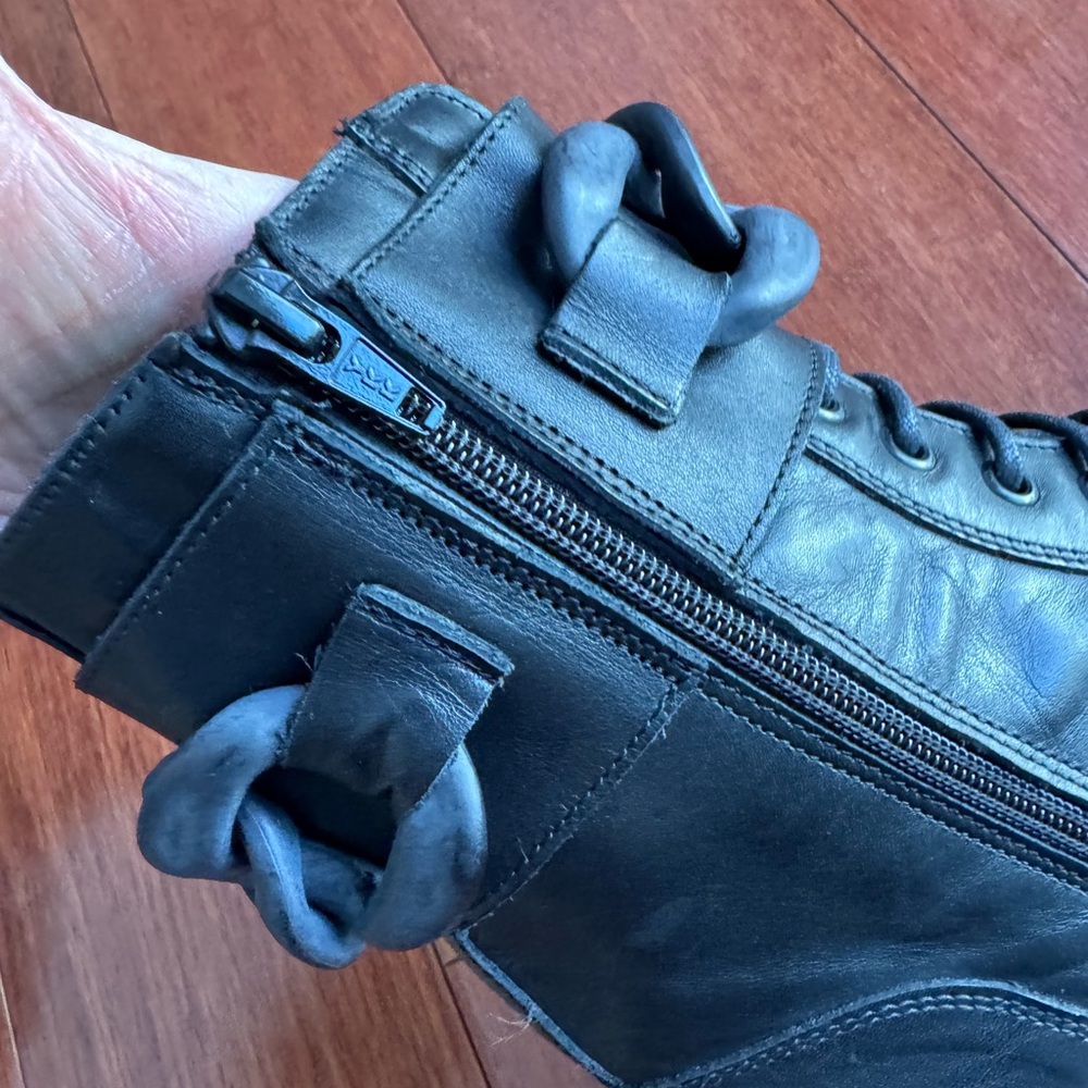Beautiisoles Robyn Women Zoey Black Leather Lace up Combat Boots Eu37 US7 $449 - Picture 14 of 16